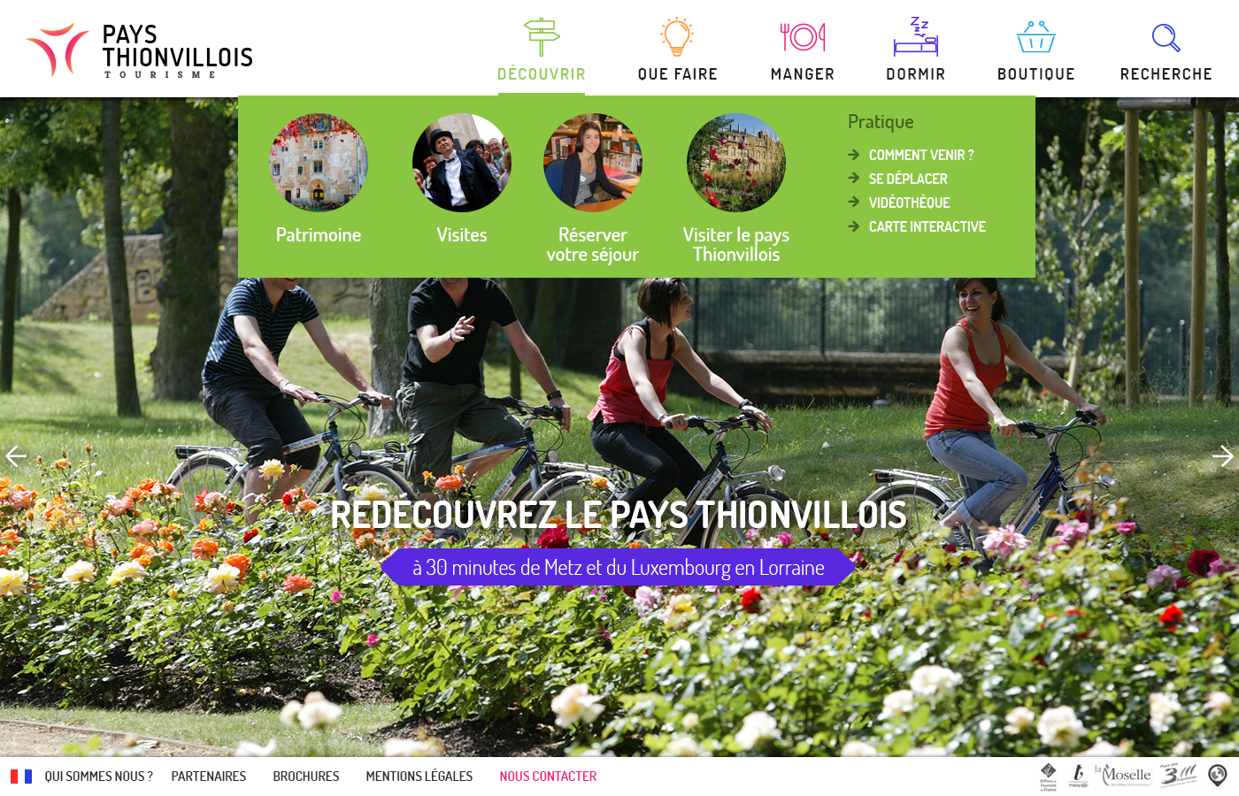 Pays Thionvillois Tourisme, proposition de refonte du site web, menu ouvert